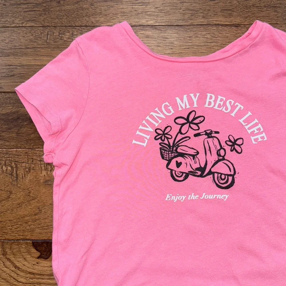 Old Navy Girls Short Sleeve Graphic Shirt Living My Best Life - Size L|G (10-12)